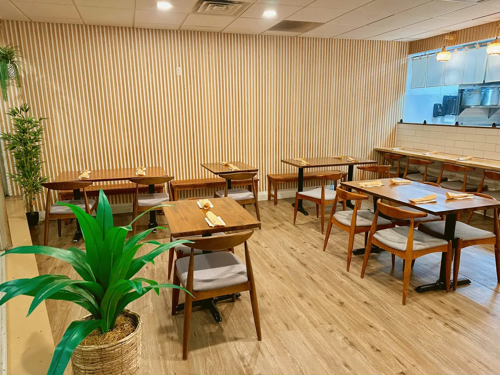 Tables set for service in the Ototo dining room